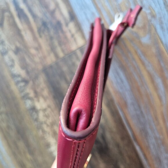 NWT Radley London Broad Street Studded Red Berry Leather Clutch Bag Zip/Snap - Picture 6 of 12